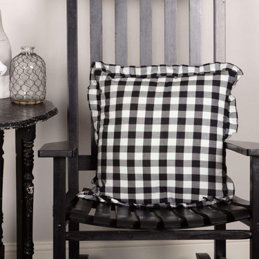 Annie Buffalo Check Ruffled Fabric Pillow Black, Grey, Red - The Fox Decor